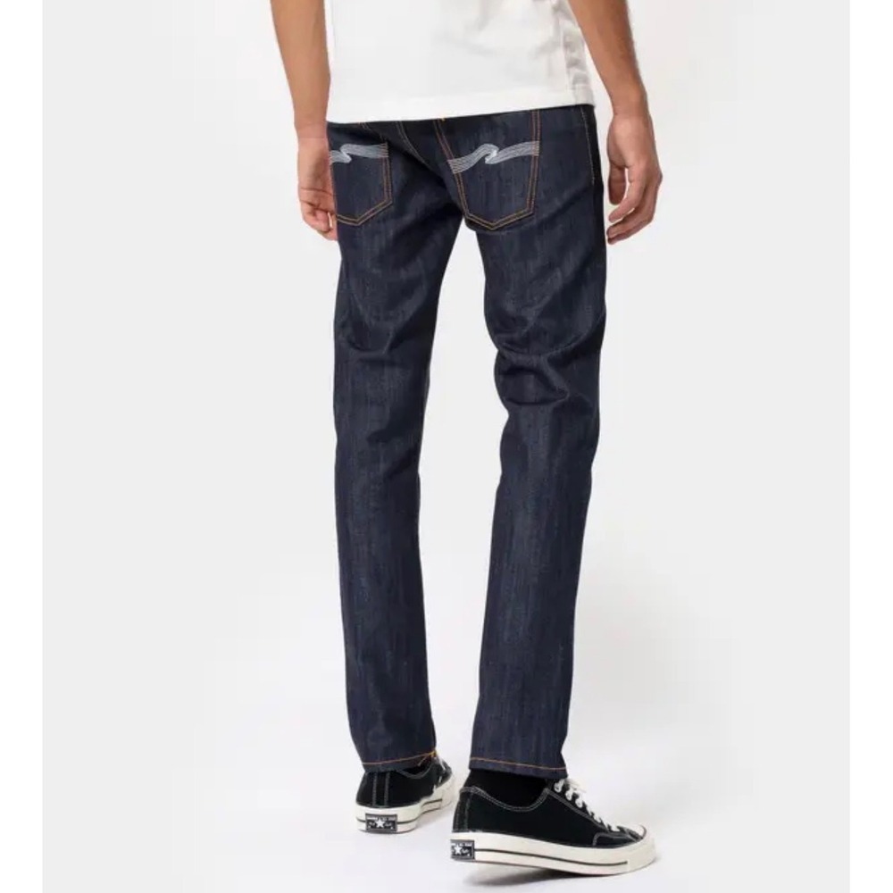 Nudie Jeans Thin Finn Dry Ecru Embo Indigo Slim Jeans Mens 33x34 33x31‎ Italy